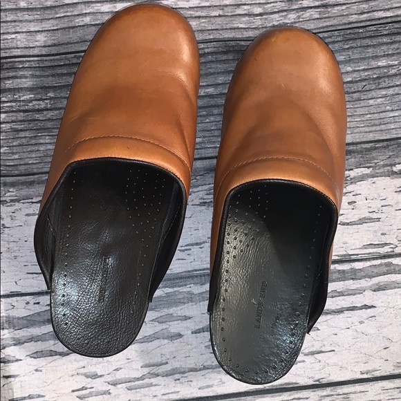 Lands' End Shoes - Lands’ End Cognac Clog Mules Leather Size 10 B